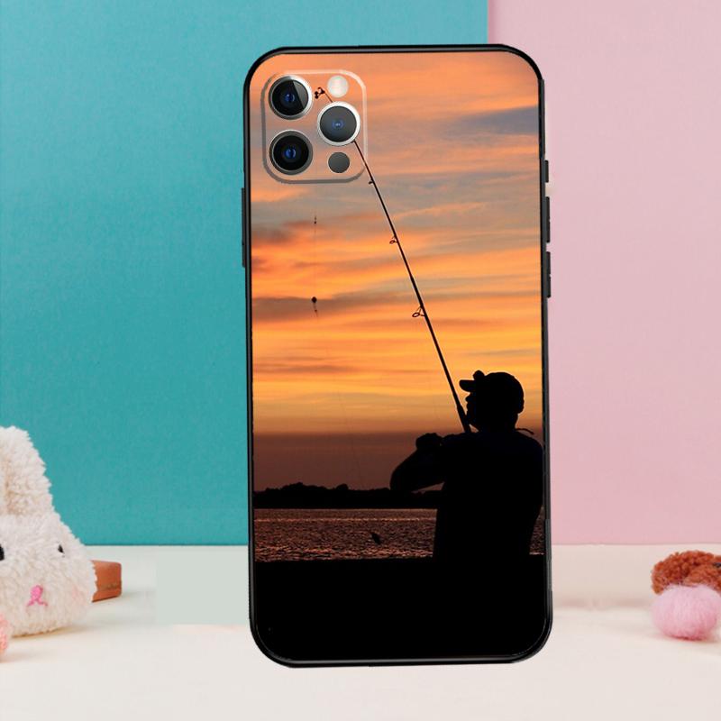 

Fishing Rod Phone Case For iPhone 16 15 14 12 11 13 Pro Max 12 13 mini XR 15 16 Plus 16e Cover Coque iPhone 16Pro MAX