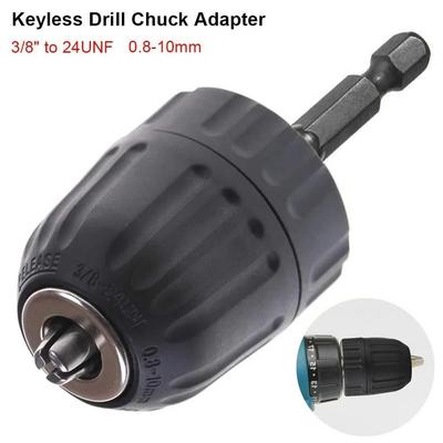 1 pièce mandrin de perceuse sans clé 0,8-10 mm filetage 3/8" vers 24UNF queue hexagonale 1/4" adaptateur à changement rapide acier connexion rapide