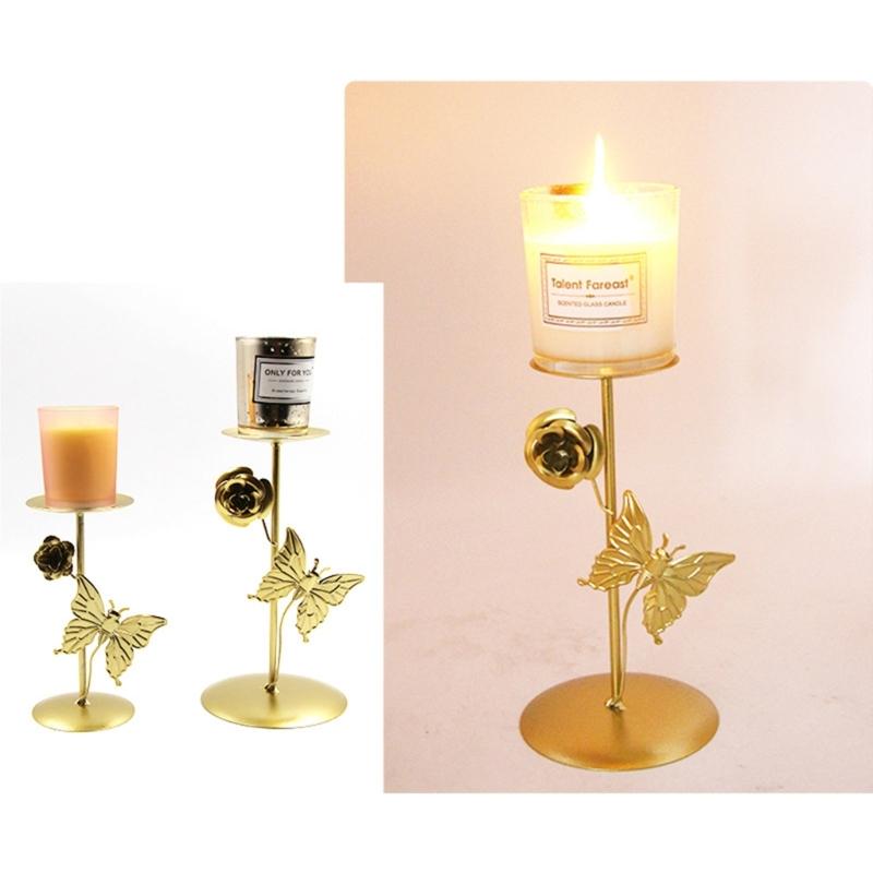 Wrought Iron Candle Holder Butterfly Decorative Candlestick Desktop Ornaments Wedding Candle Stand for Home Bedroom