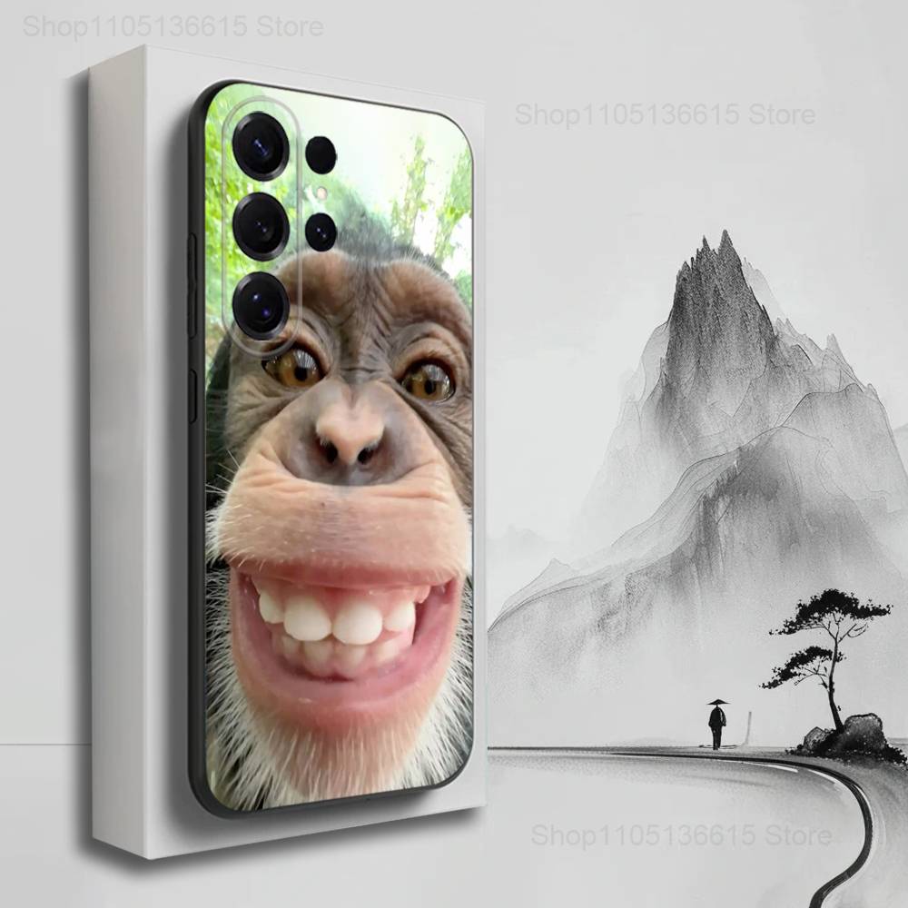 Funny Expressions Monkey Case For Samsung S23,S25,S20,S10,S9,S21,S24,S22,Ultra,FE,Plus,Lite,Soft Silicone Black