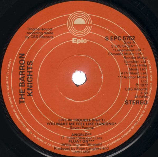 

7inch Record BARRON KNIGHTS - Live In Trouble (Part 1) SEPC5752 Epic 1977 UK Pop Used
