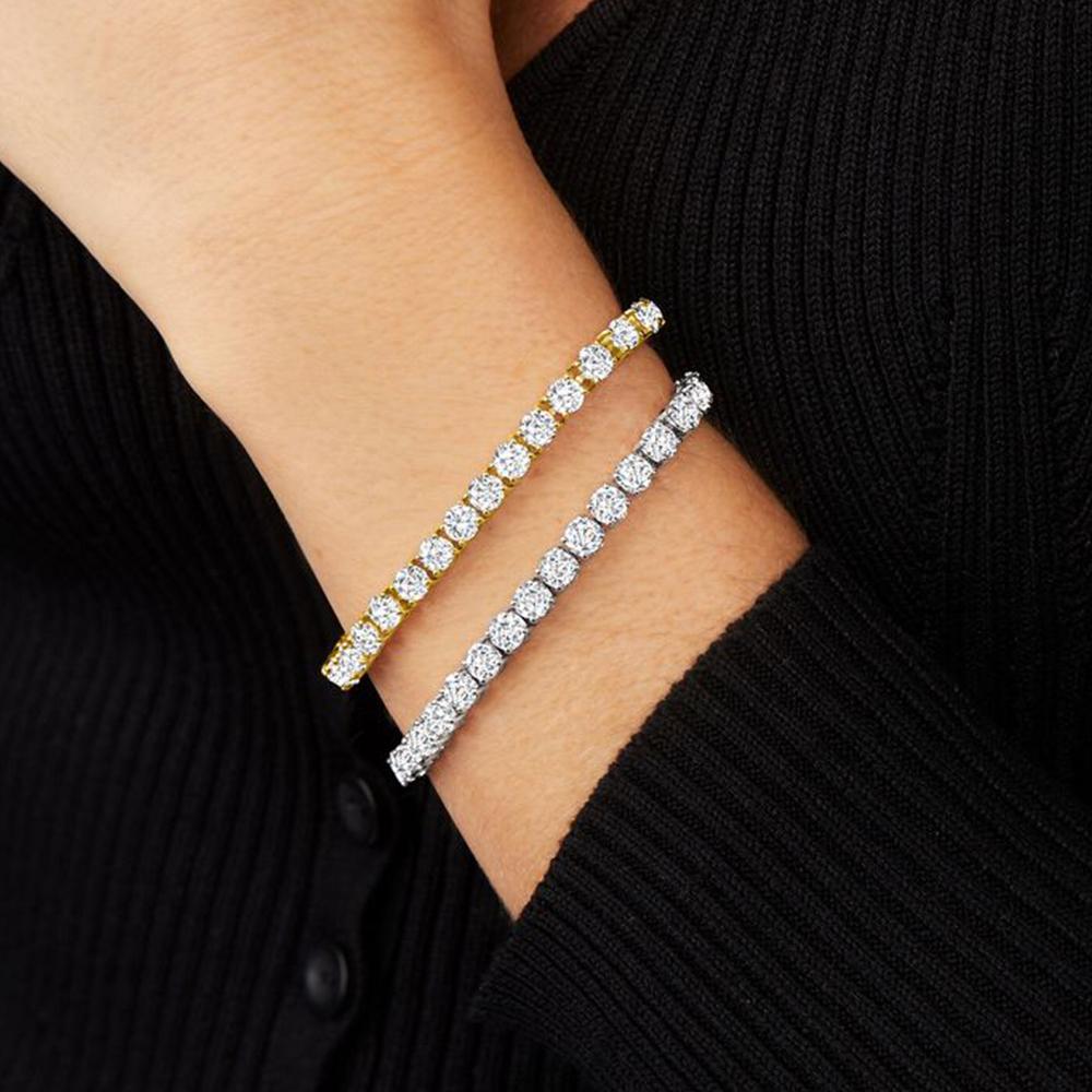 Sweetrain Moissanite Tennis Bracelet for Women 18K White Gold Plated S925 Silver Lab Grown Diamond Bracelet with GRA