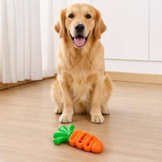 Xiaobudian Dog Squeaky Chew Toys for Aggressive Chewers, Latex Carrot Shape Teething Training Toy, Interactive Tough Toy Puppy Medium Dogs