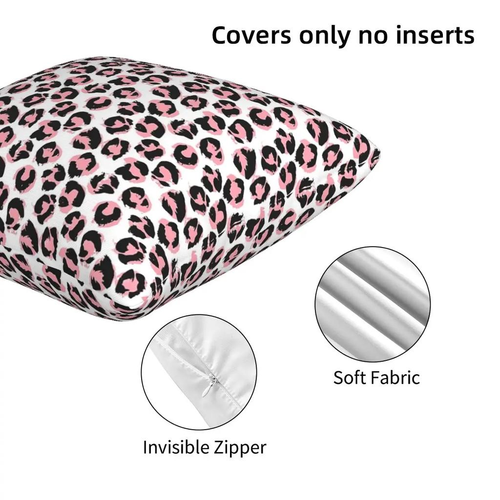 Pink Leopard 2 Pcs Square Pillowcase Pillow Cover Cushion Decor Comfort Throw Pillow For Home Sofa