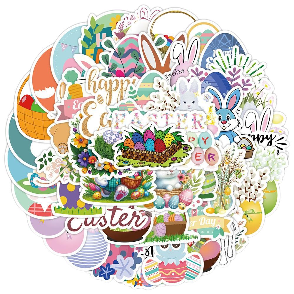 

50pcs Cute Notebook Account Decoration Sticker,cute Stickers, Journaling Supplies,Easter Bunny Egg Stickers One Size белый