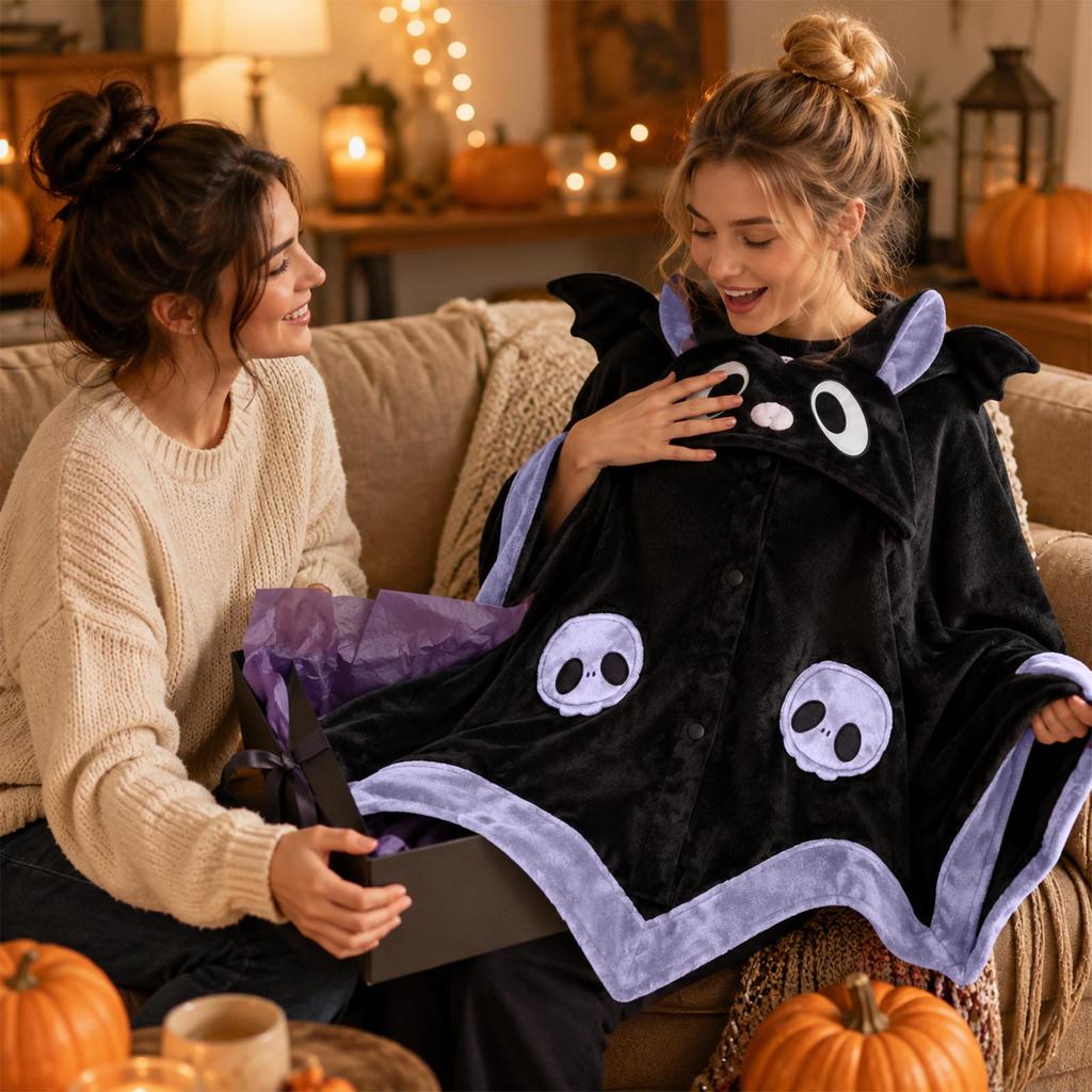 Hooded Blanket with Sleeves - Cape for Women - Cozy Oversized Wearable Wrap for Napping and Lounging in Conditioning