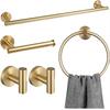 YF 2026 Modern Square Bathroom Hardware Set SUS304 Stainless Steel Towel Rack Paper Holder Hook Complete Bathroom Accessory Set