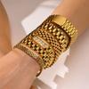 Klassiek Minimalistisch Roestvrij Staal Horlogeband Armband Voor Vrouwen, Vergulde Horlogeband Robuuste Brede Schakelketting Polsband Armband