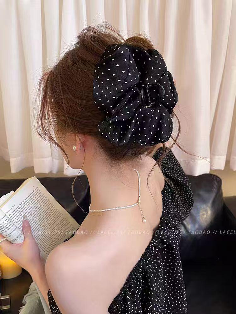 1Pcs Korean Dot Print Bow Hair Grab Clip Simple Retro Hair Claws for Women Harajuku Versatile Hair Accessories Girl