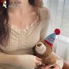 Woodpecker Women's V-Neck Lace Knit Top