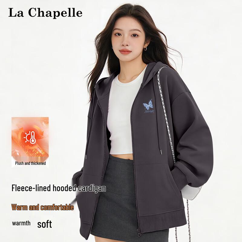 La Chapelle Women s Fleece Lined Zip-Up Hoodie L