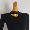 Stylish Sexy Hollow-out Halter Knitting Bottoming Shirt for Women Spring & Fall New Arrival Silm Slim Looking All-Matching Long Sleeve Top