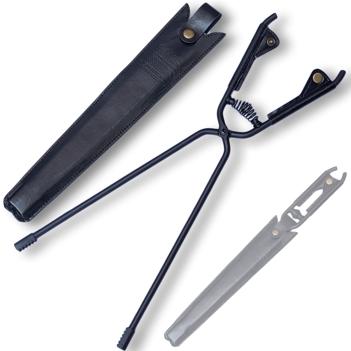 

OAKRAFT Fire Camping Fire Firewood Charcoal with Leather Outdoor Carbon Long Fire Campfire BBQ Tongs Tongs, Tongs, Tongs, Tongs, Cover, Steel, Handle, чёрный
