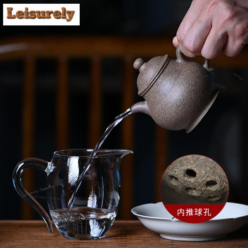 111ml Traditional Yixing Purple Clay Teapots Handmade High Pan Pot Raw Ore Downhill Mud Kettle Zisha Tea Set For Tea Supplies