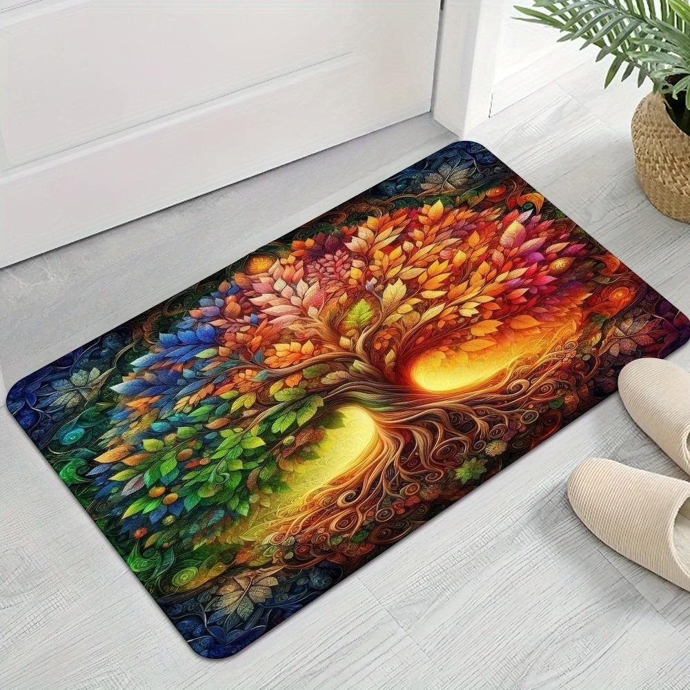 Retro Tree of Life 2D Printed Door Mat Living Room Bedroom Entrance Carpet Indoor Decorative Carpet