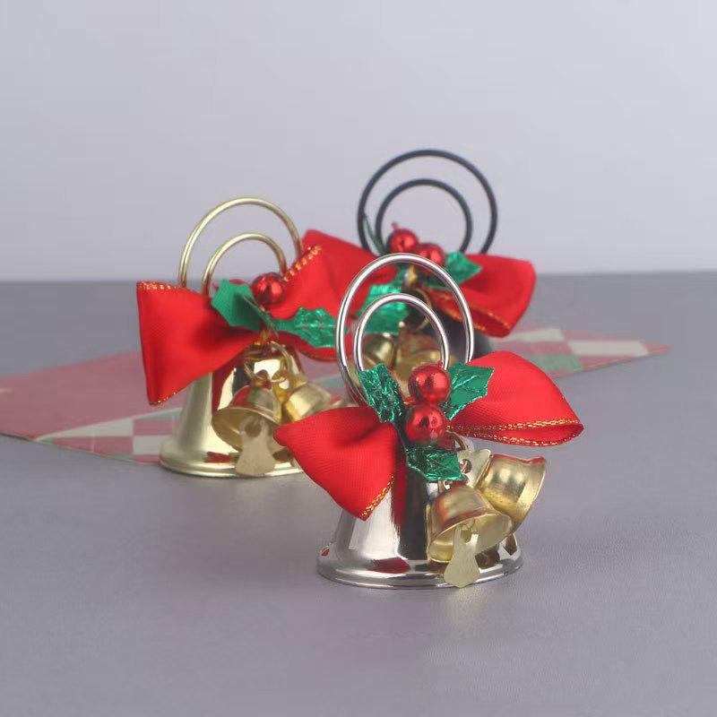 DIY Christmas Ribbon Bow Bell Photo Clip & Card Holder Black