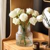 Trendy Transparent Glass Hydroponic Flower Vase for Fresh Roses - Elegant Living Room/Dining Table Decor