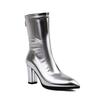 34-48 Skinny Boots Autumn and Winter Short Boots Elastic Legs Long Temperament Pointed French Heightening Thick Heel Elegant