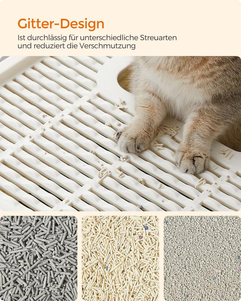FEANDREA Closed Litter Box for Cats, Toilet House, Removable Tray, Shovel, Brush, for Large Cats, Load Capacity 15 Kg, Anti-Mark, Anti-Leakage