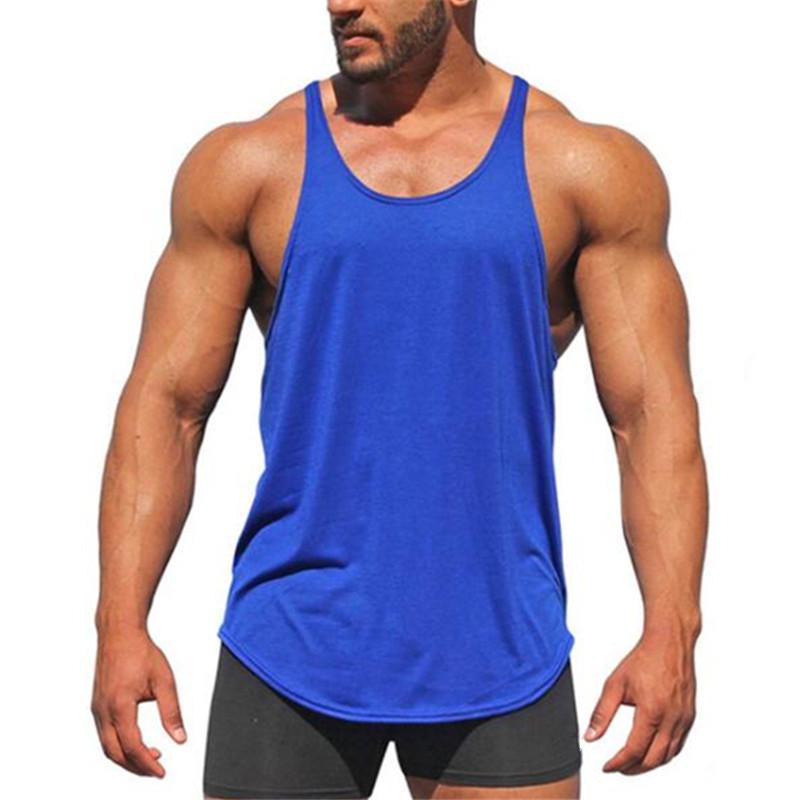 Solid Color Men's Sports Tank Top – Pure Cotton, Y-Back Thin Strap for Bodybuilding Fitness