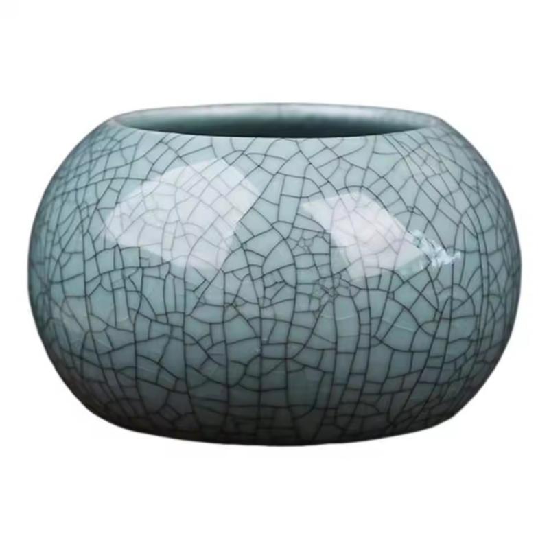 Creative Handmade Geyao Ice Crack Round Succulent Plant Pot Asparagus Fern Orchid Flowerpot Small Size Vase Home Garden Decor