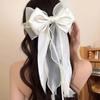 Lace Bow Ribbon Hair Clips Long Tails Ribbon Satin Hairpins Fashion Coquette Barrettes  Women Girls