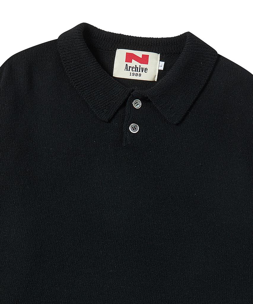 BEYOND CLOSET [Collection Line] Heritage Polo Wool Knit Black