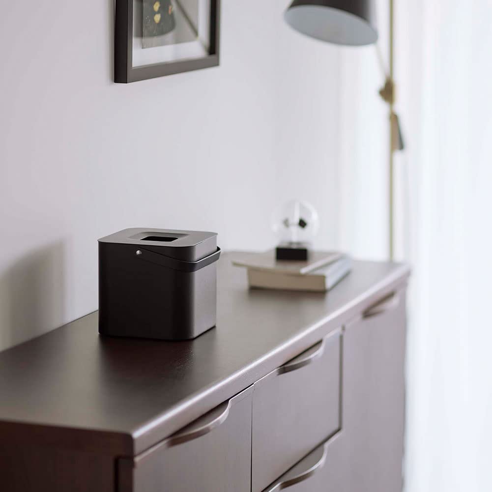 Yamazaki Tower Mosquito Coil Storage 16cm W X D X 14cm H Lid and 5752 Pot, Square, Black, Approx. 15.5cm (including Handle),