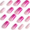 24Pcs Long Press On Nails Coffin French Fake Nails Tip Gradient Acrylic Nails Glossy False Nails for Women Girls