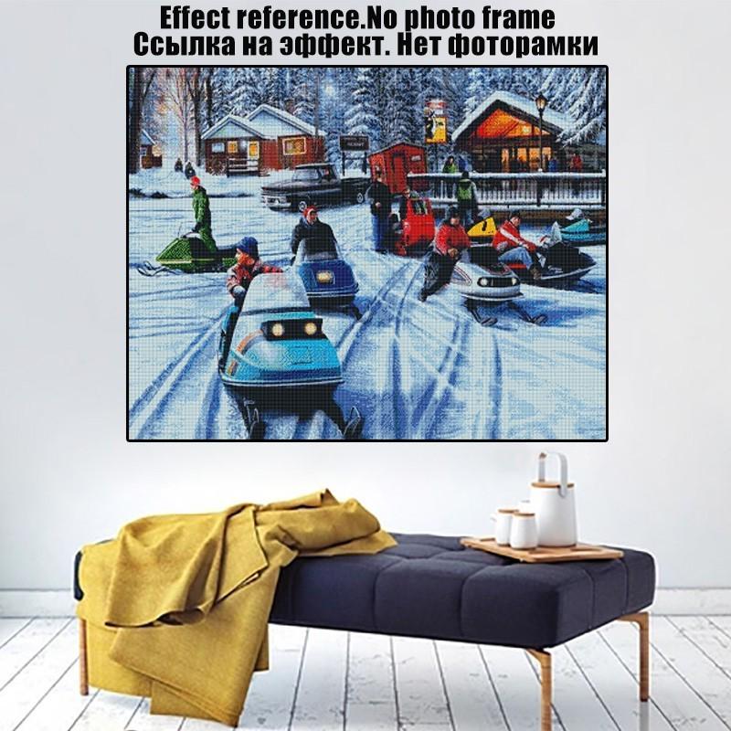 HUACAN Diamond Embroidery Sale 5D DIY Diamond Painting Full Square Drill Snowmobiles Picture Of Rhinestone Winter Decor Home