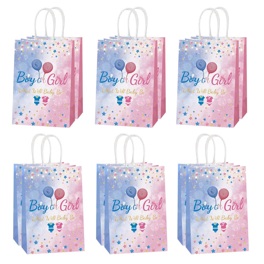 12Pcs Gender Reveal Gift Bag Boy or Girl Paper Bags Party Favor Supplies Gifts Wrapping Bags for Baby Gender Reveal Theme Party