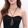 Colored Leaf Pendant Women'S Metal Simple Fashion Long Sweater Chain