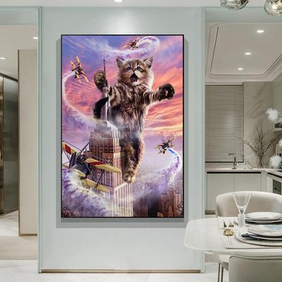 Monstro titã gato kraken criativo poster imprime animais pintura em tela sala de estar quarto engraçado mural da parede arte fotos moderna decoração para casa