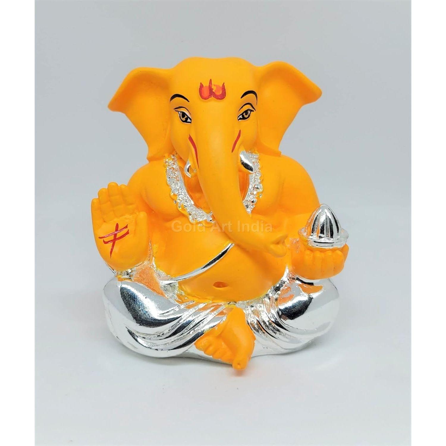 

Посеребренный Аппу Ганеша с манго терракота (Серебряный манго) Идол Ганеши для приборной панели автомобиля Маленькая мурти Ганеши Идол Ганапати для дома