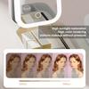 Makeup Storage Bag LED Mirror with Light Cosmetic Mirror Touch Control 3 Color Lighting Dust proof Divided Storage Box