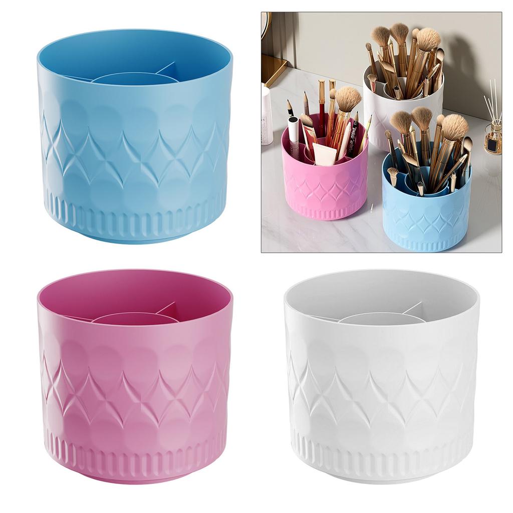 Japanese Style Simple Rotating Storage Cups For Makeup Brushes Pens Large Capacity Desktop Organizers Plastic Bathroom Countertop