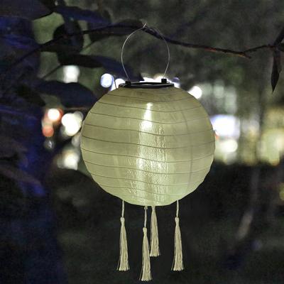 8 Inch Waterproof Solar Chinese Lantern Nylon Hanging Lamp Outdoor Festival Wedding Birthday Party Decorations Light