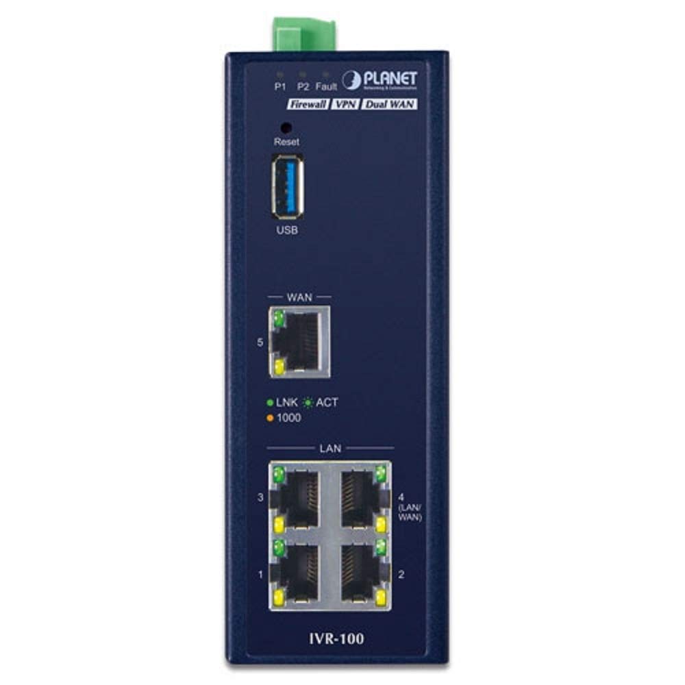 

Промисловий 5-портовий шлюз безпеки VPN IVR-100 10/100/1000T чорний