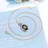Lihong S925 Sterling Silver Electroplated 18k Gold Obsidian Clavicle Chain Exquisite Gift Women's Pendant Necklace (40cm+5.0cm)