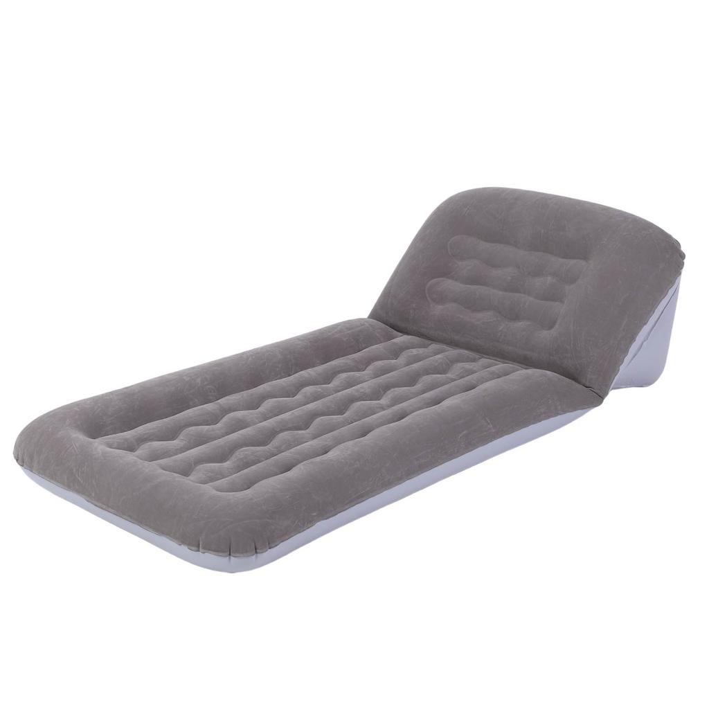 200x90x5cm Inflatable Lounger with Adjustable Backrest Flocked PVC Portable Blow Up Sofa for Outdoor Beach Travel