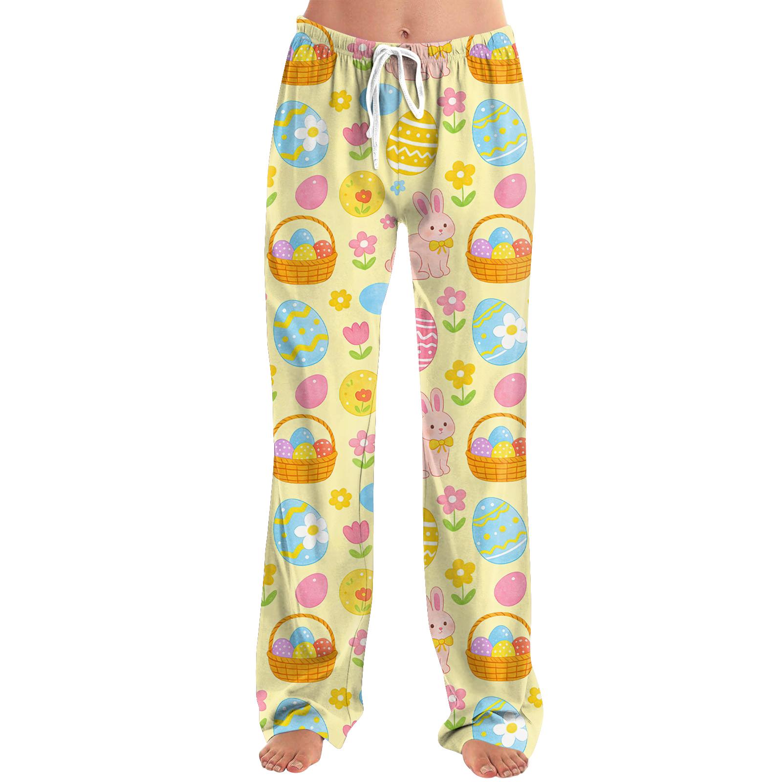 Women s fashionable loose casual Easter cartoon printed casual pants L