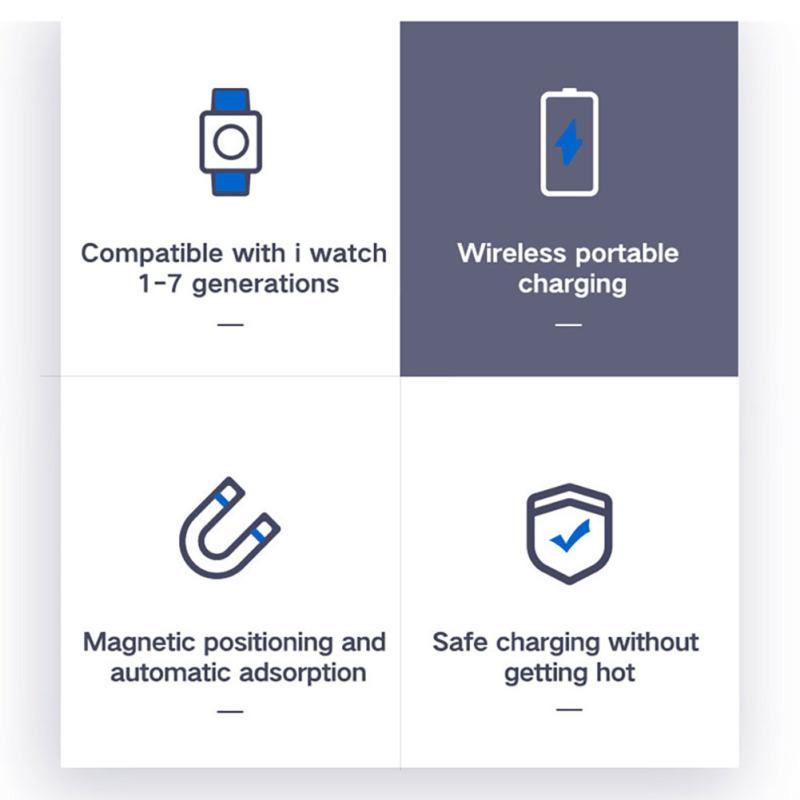 Carregador Sem Fio Portátil Relógio Sucção Magnética Automática Usb Carregador Rápido Base Docking Compatível