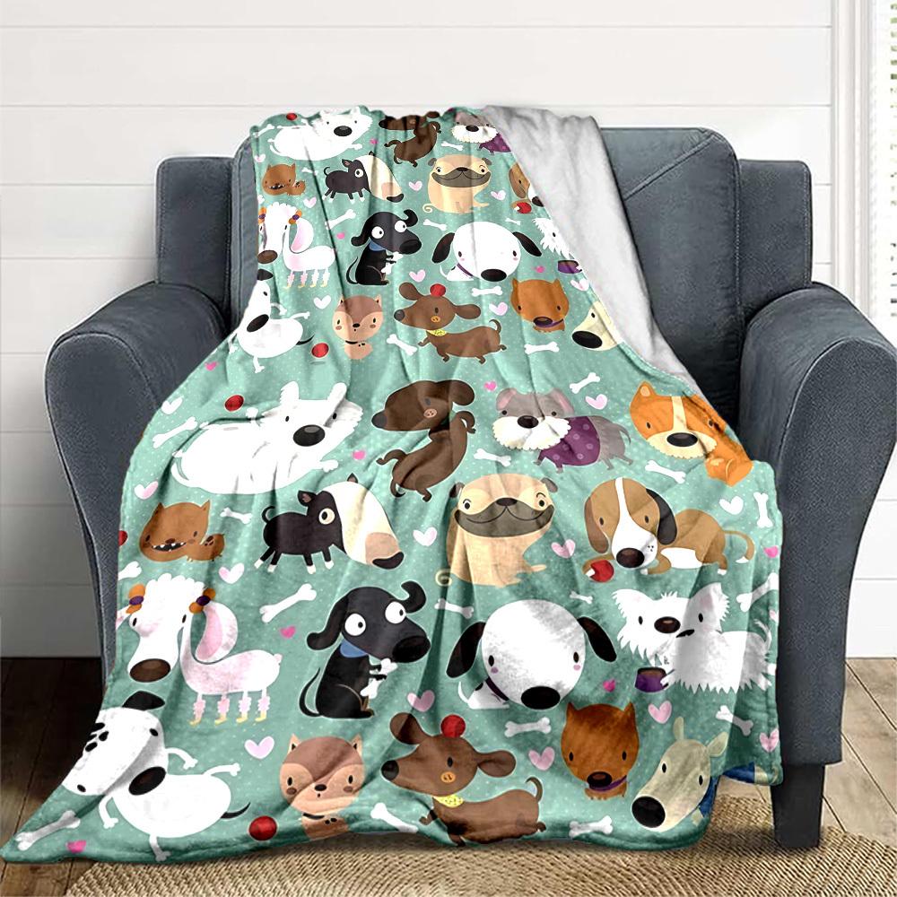 1pc Dogs Bones Lightweight Flannel Blanket, Comfortable and Warm Blanket, for Office and Camping Sofa Bed, Livingroom202
