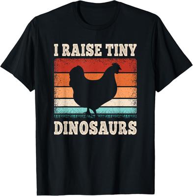 Ich ziehe winzige Dinosaurier Hühnerhenne Landwirt Grafik T-Shirt Retro Vintage Stil Baumwoll-T-Shirt