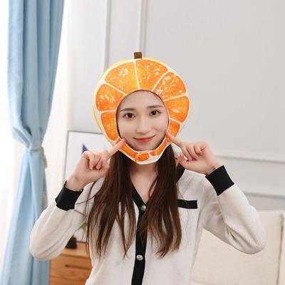Short Printed Orange Hood Hat, Plush Hood, Photo Props, Cartoon Hood