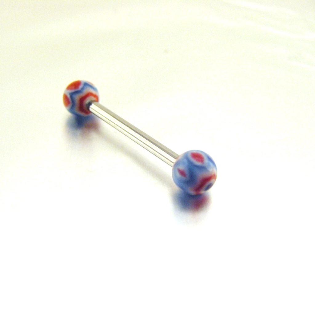 Les Trésors De Lily [E6821] - Piercing na Língua 'Tecno' Azul Vermelho