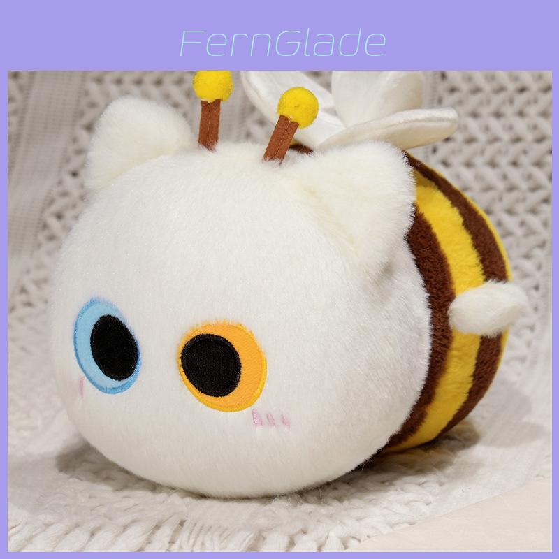 Cute Cat And Bee Plush Toy With Short Pile Fabric For Kids And Girls Gift