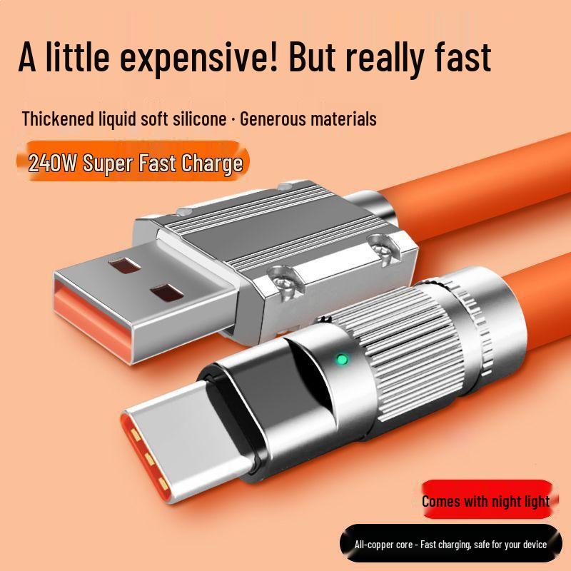 240W Rotatable Elbow Data Cable, Type-C for Fast Charging Huawei, Apple & Android Devices