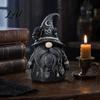 Faceless Gnome Statue Wizard Hat Figurine Mystical Home Decor with Crescent Pentagram Black Rose Mysterious Atmosphere Rune Pendant Vintage Desktop