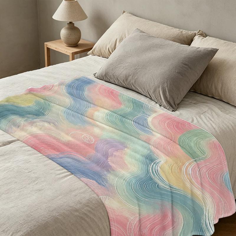 Abstract Art Series Flannel Blanket No Shedding, Soft, Colorful, Cozy Warm Throw for Home, Winter, Christmas, Halloween